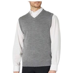 CUTTER & BUCK Sweater Vest V-Neck Knit Mens XL Grey Business Casual Golf Layer